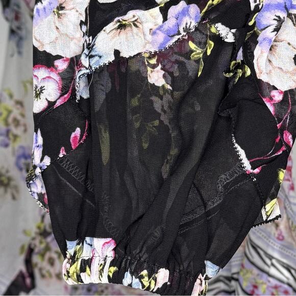 White House Black Market Women L Top Floral Cottagecore Ruffle Garden Fairy Work - Picture 7 of 10